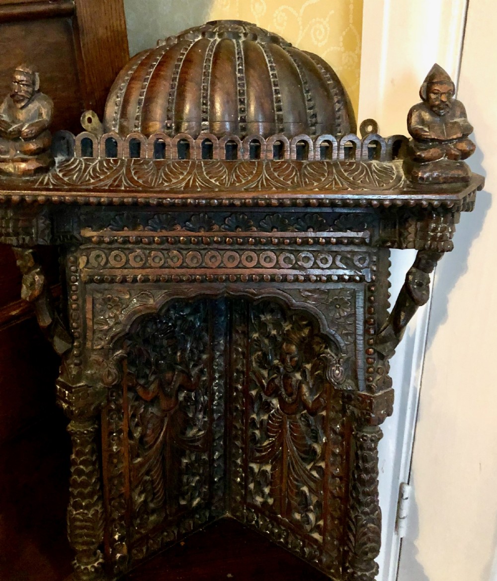 An Indian Carved Hanging Corner Niche c. 1910 View III
