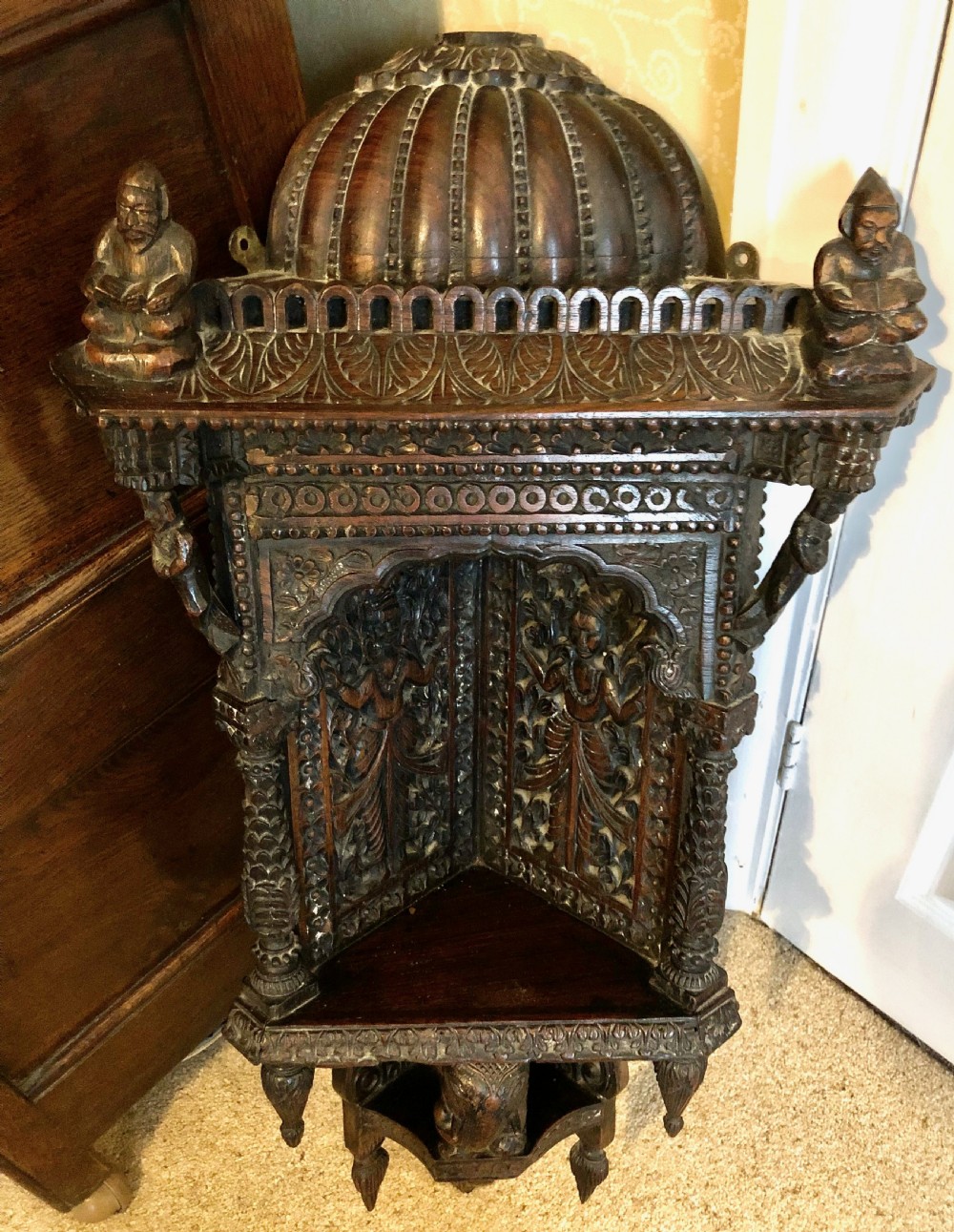 An Indian Carved Hanging Corner Niche c. 1910 View IV