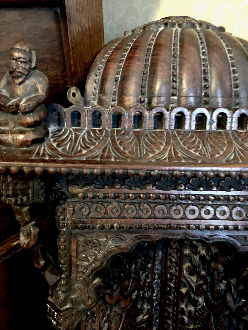 An Indian Carved Hanging Corner Niche c. 1910 View VI