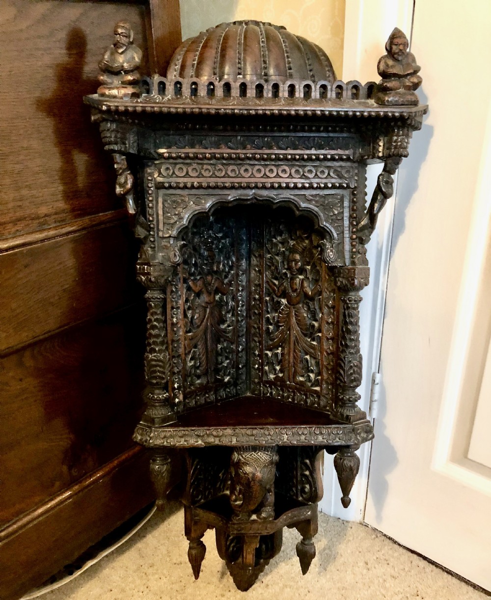 An Indian Carved Hanging Corner Niche c. 1910 View VII