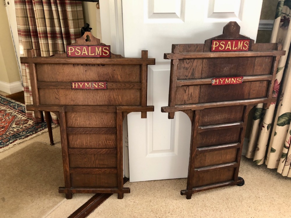 A Pair of 'Hymns & Psalms' Wooden Boards from a Church c.1930