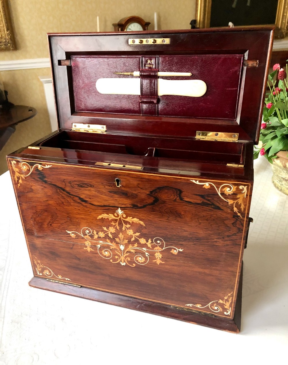 A Superb Rosewood and Parquetry Writing Compendium c.1870 View III