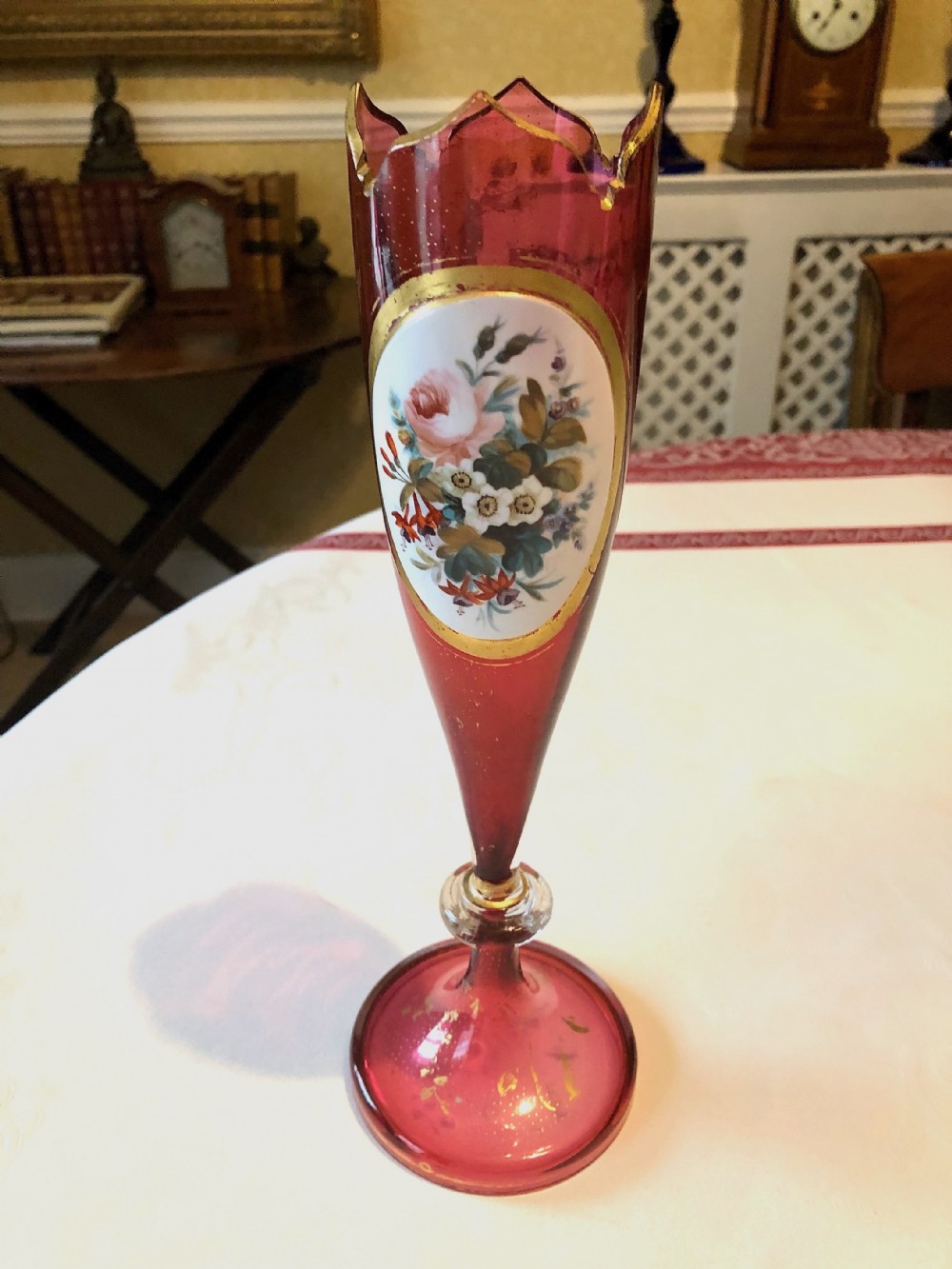 A Decorative Bohemian Cranberry Glass Vase c. 1880