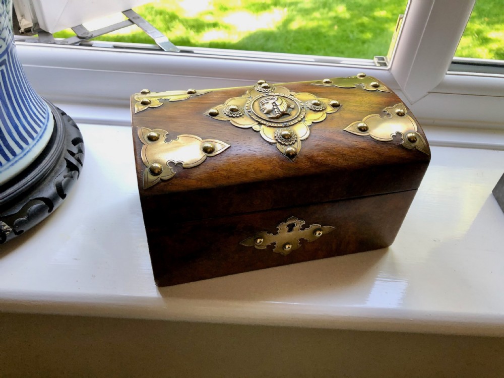 A 19th Century Walnut Brass mounted Double Tea Caddy c. 1890