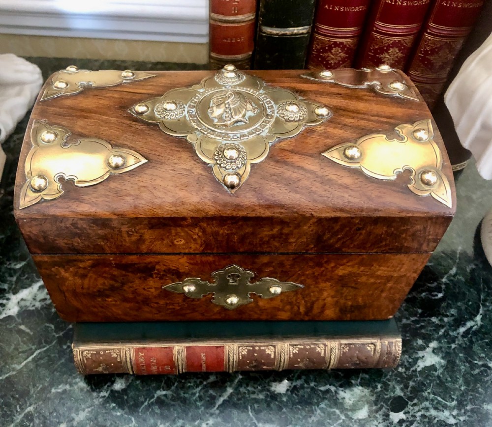 A 19th Century Walnut Brass mounted Double Tea Caddy c. 1890 View V