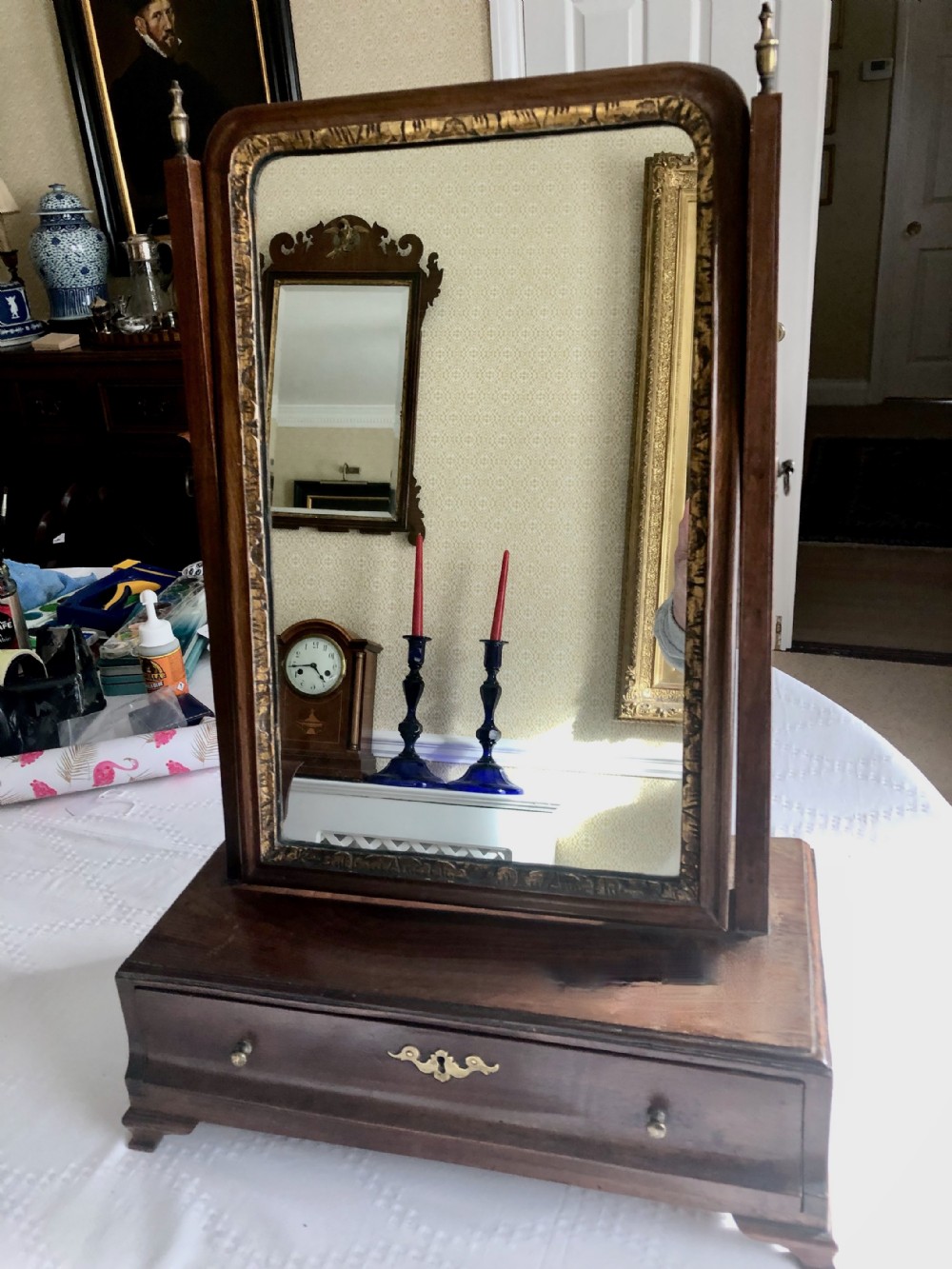 George 111 Mahogany Toilet Mirror c 1800