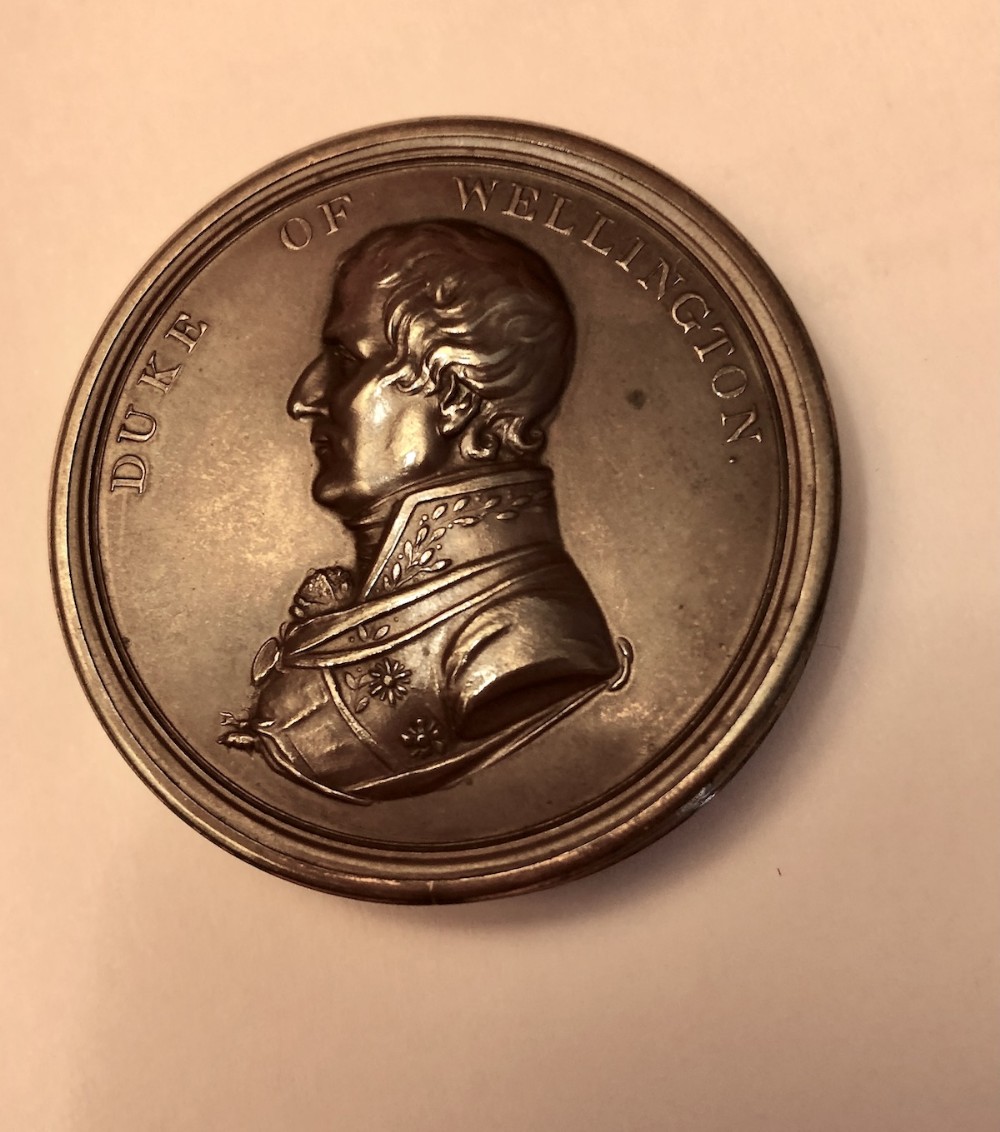 An Unusual Bronze Round Commemorative Victories Box of the Duke of Wellington with Discs c.1815
