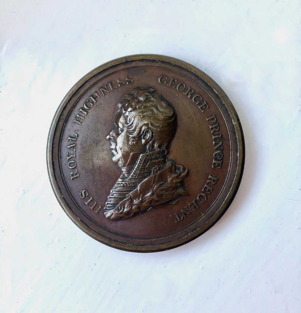 A Commemorative Round Bronze Box with Prince Regent on the Lid c.1810
