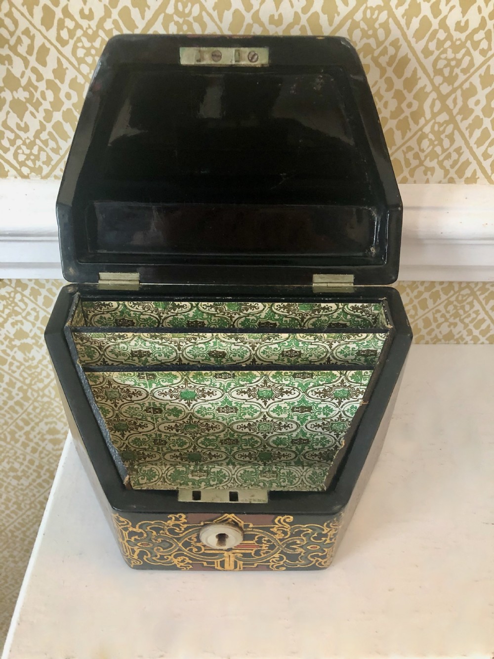 A Mid Victorian Papier Mache Decorated Letter Box View VII
