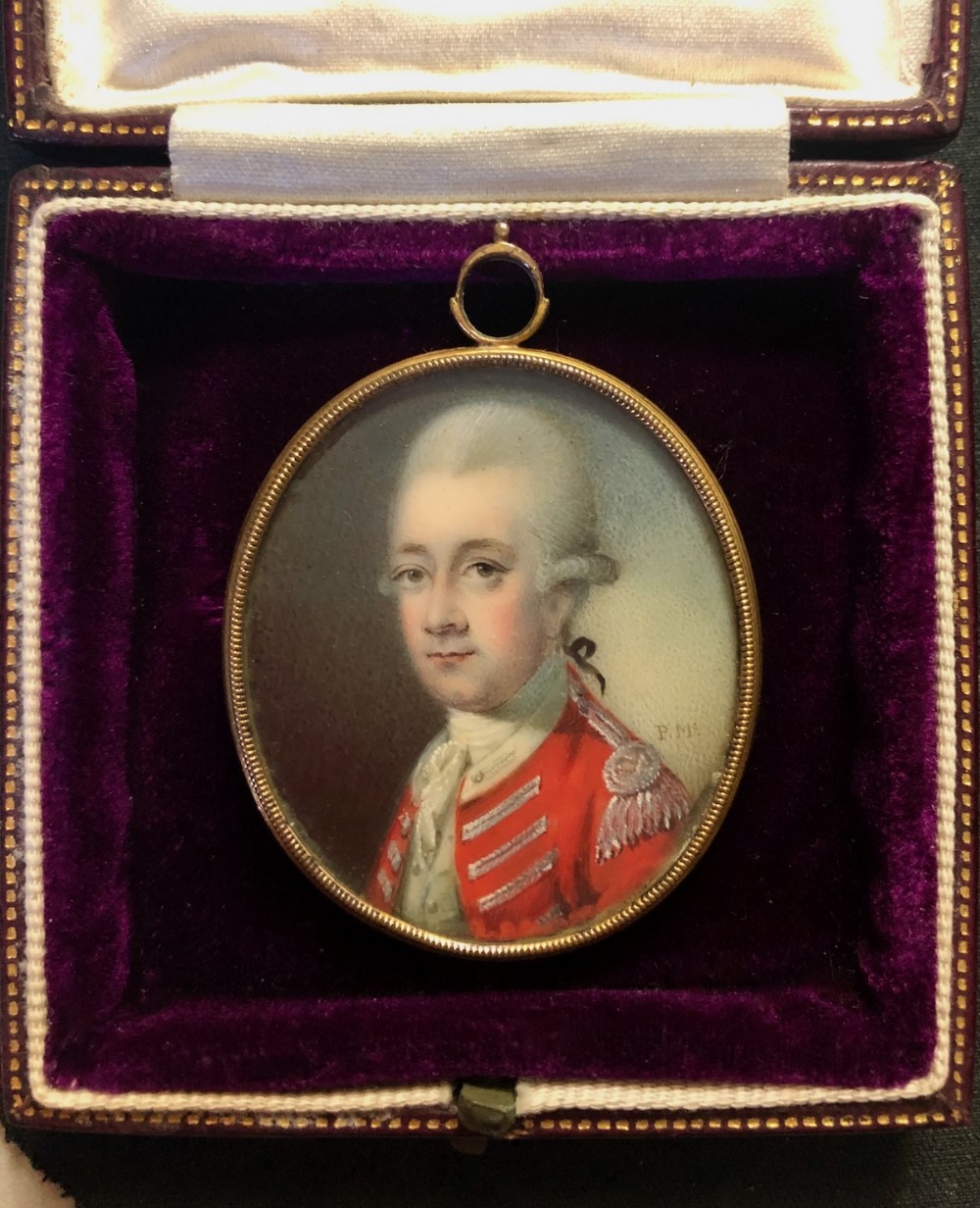 A Superb 18th Century Small Miniature of an Officer in Uniform by Patrick John McMoreland - Signed 