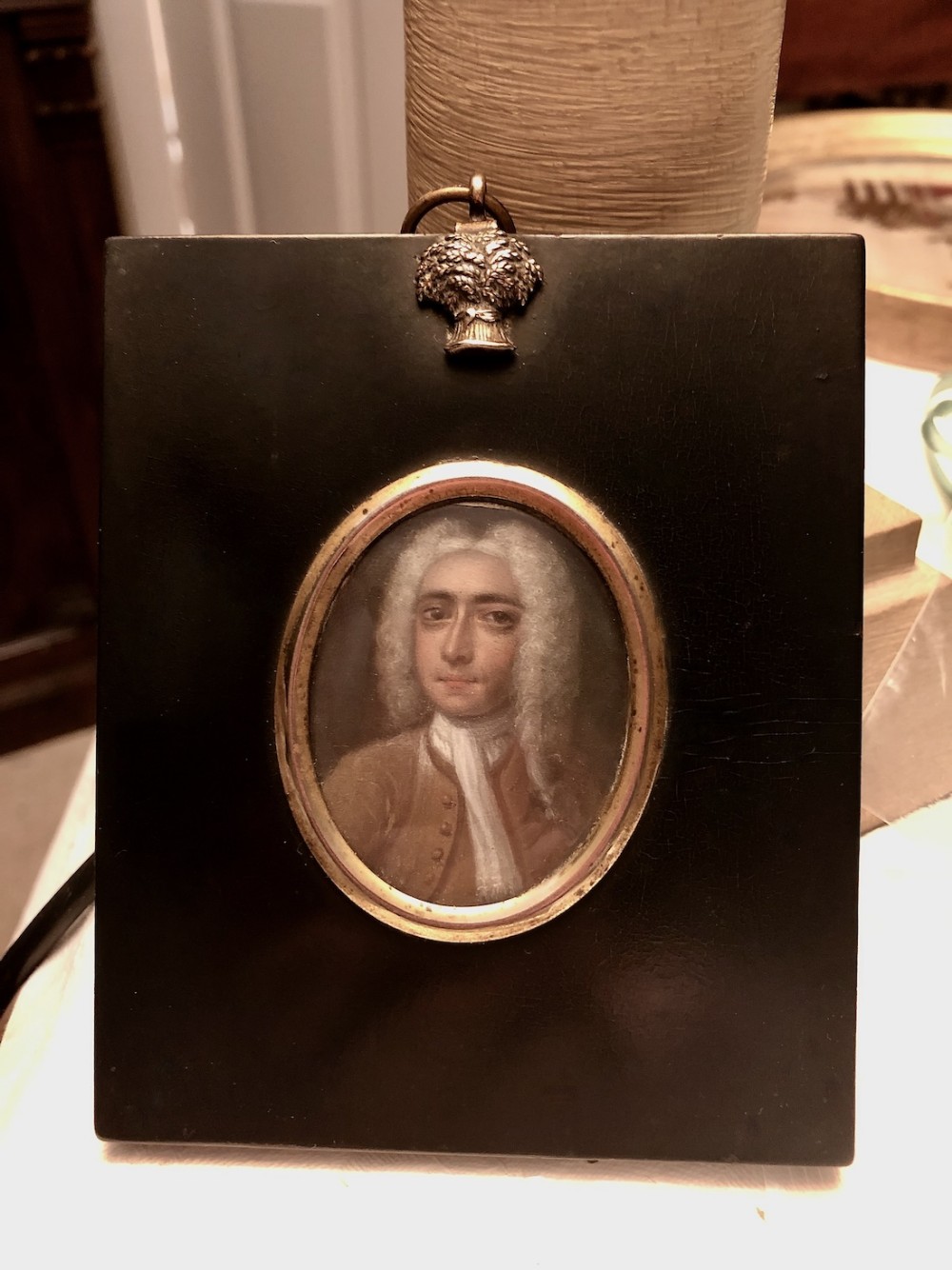British School 18th Century Portrait Miniature of a Gentleman in a Grey Wig c1780