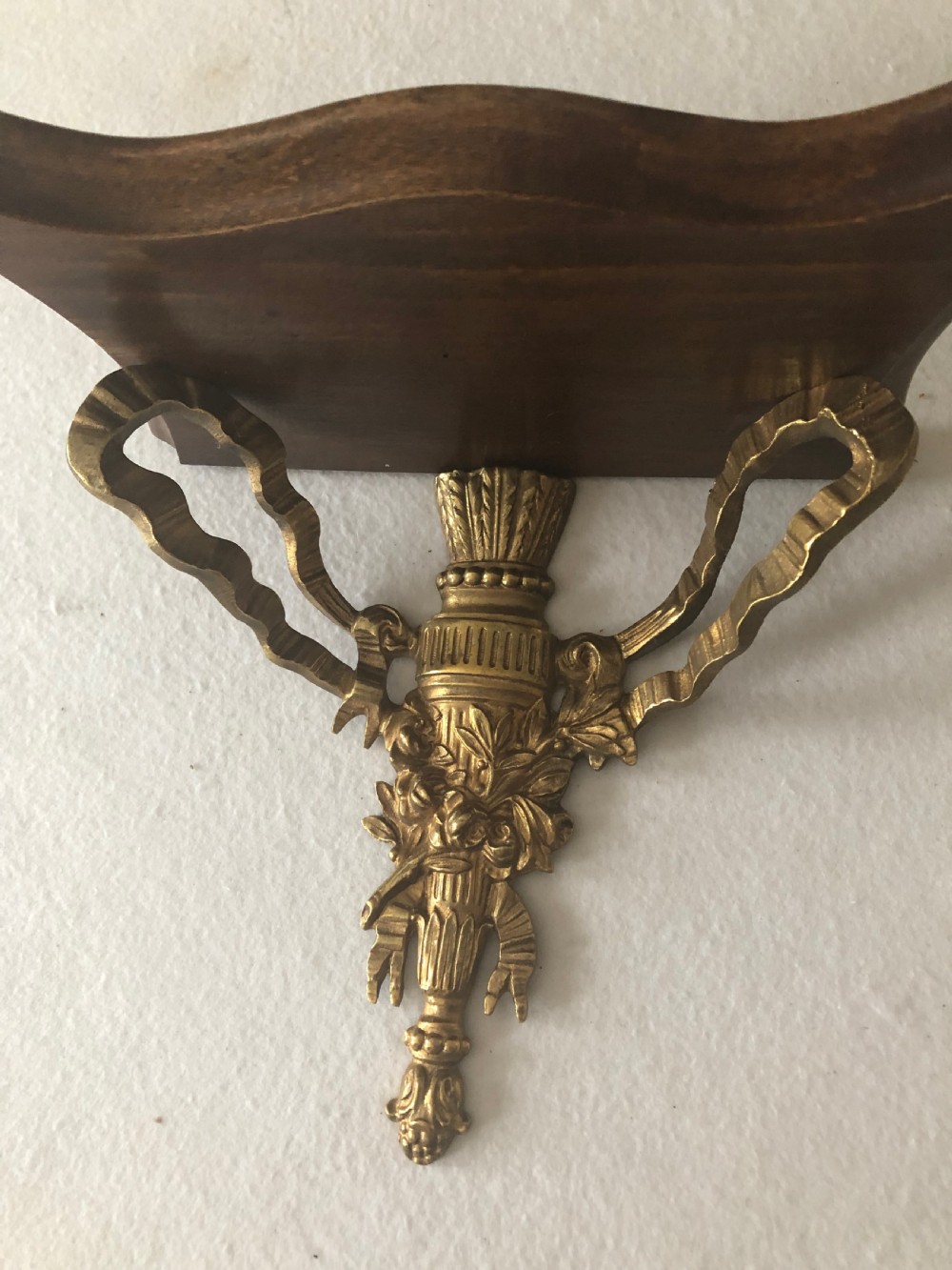 A Decorative Pair of Neoclassical Design Mahogany and Gilt Brass Wall Brackets c.1930 View II