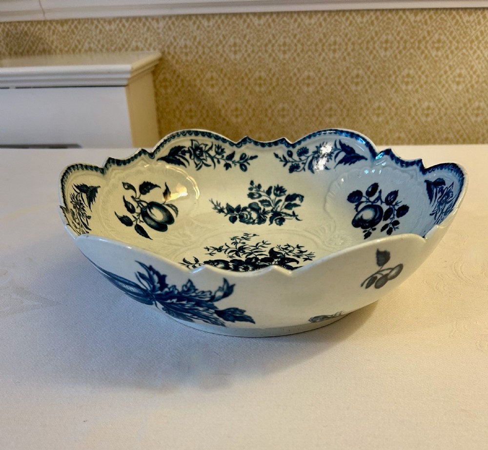 1st Period Worcester Blue and White Junket Dish c.1770 View II