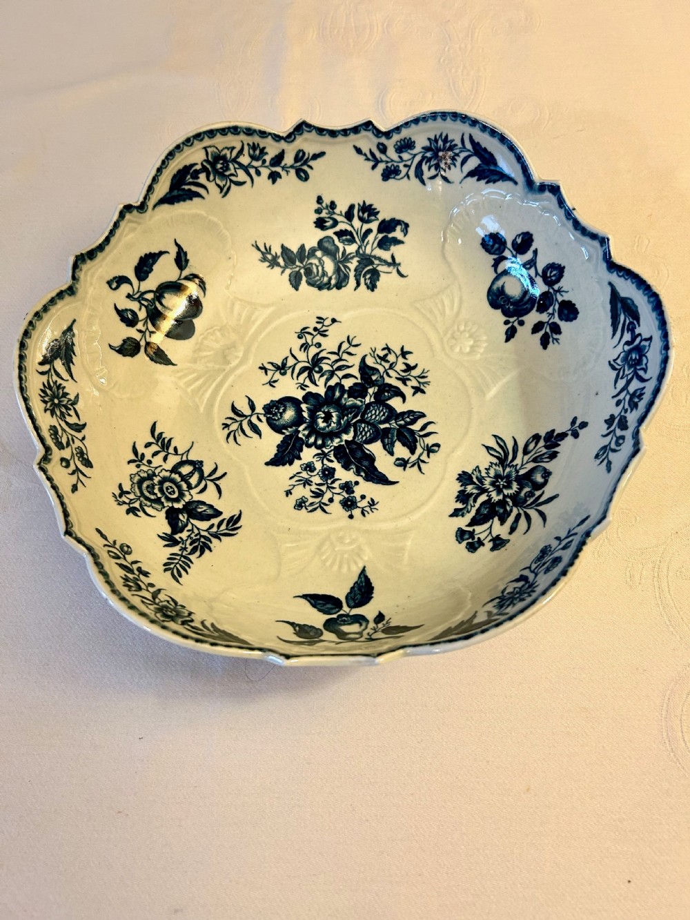 1st Period Worcester Blue and White Junket Dish c.1770 View III