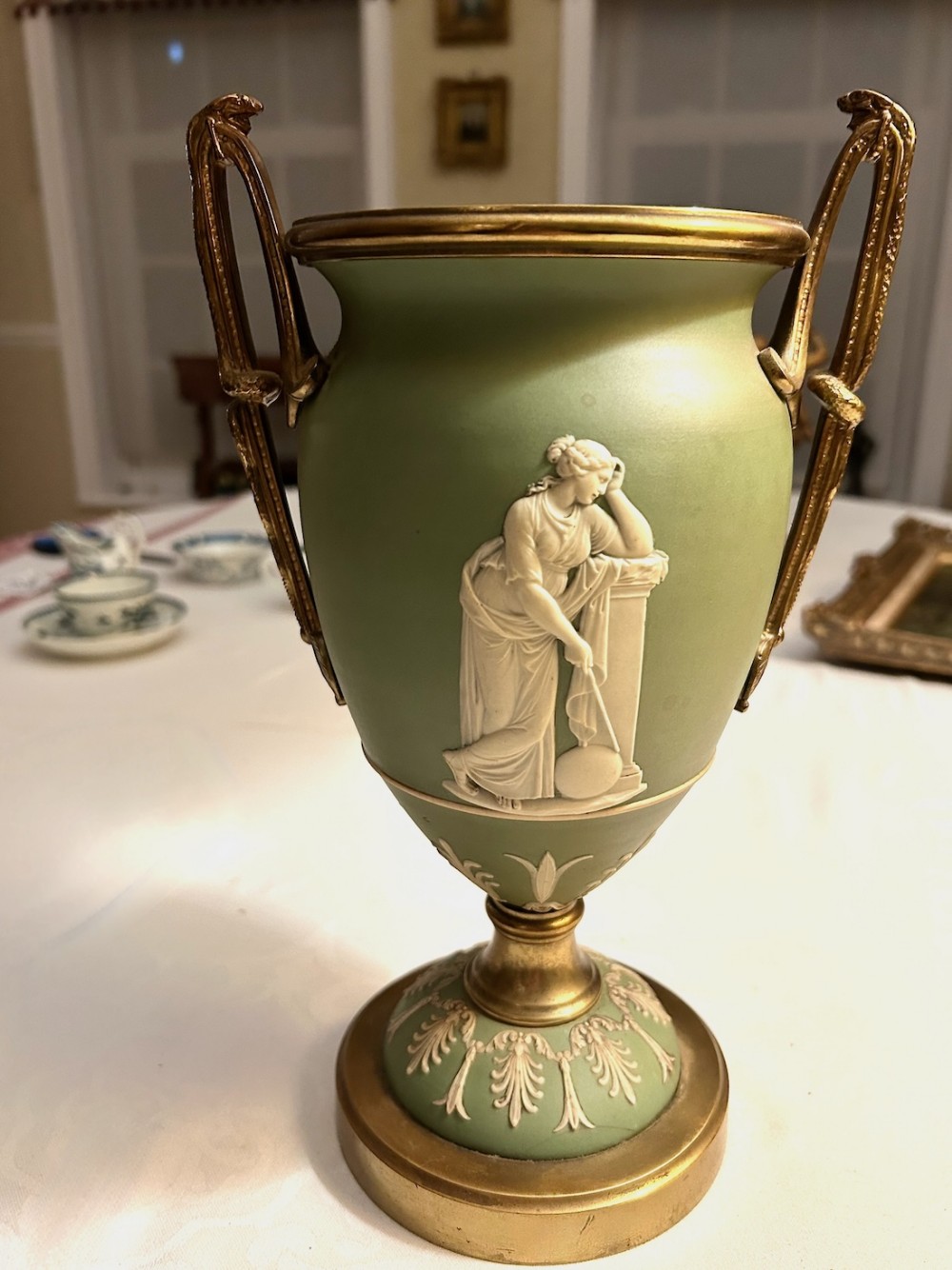 A Decorative 19th Century Gilt Bronze Mounted Jasperware Urn