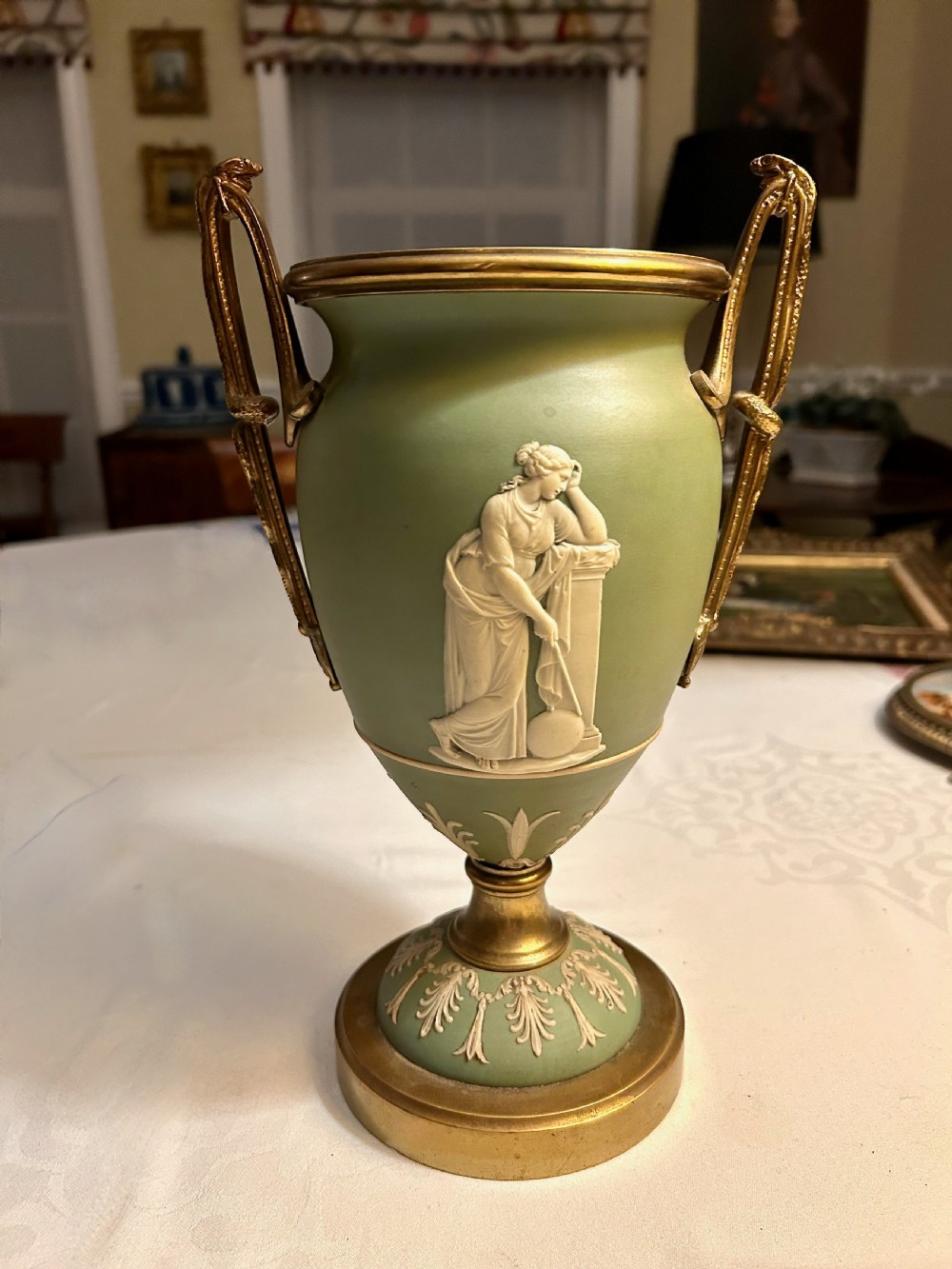 A Decorative 19th Century Gilt Bronze Mounted Jasperware Urn View VIII