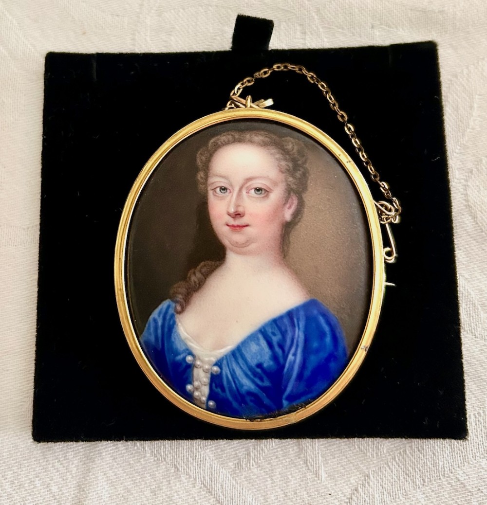 A Superb Portrait Miniature Brooch on Enamel by Christian Friedrich Zincke on Enamel c. 1740