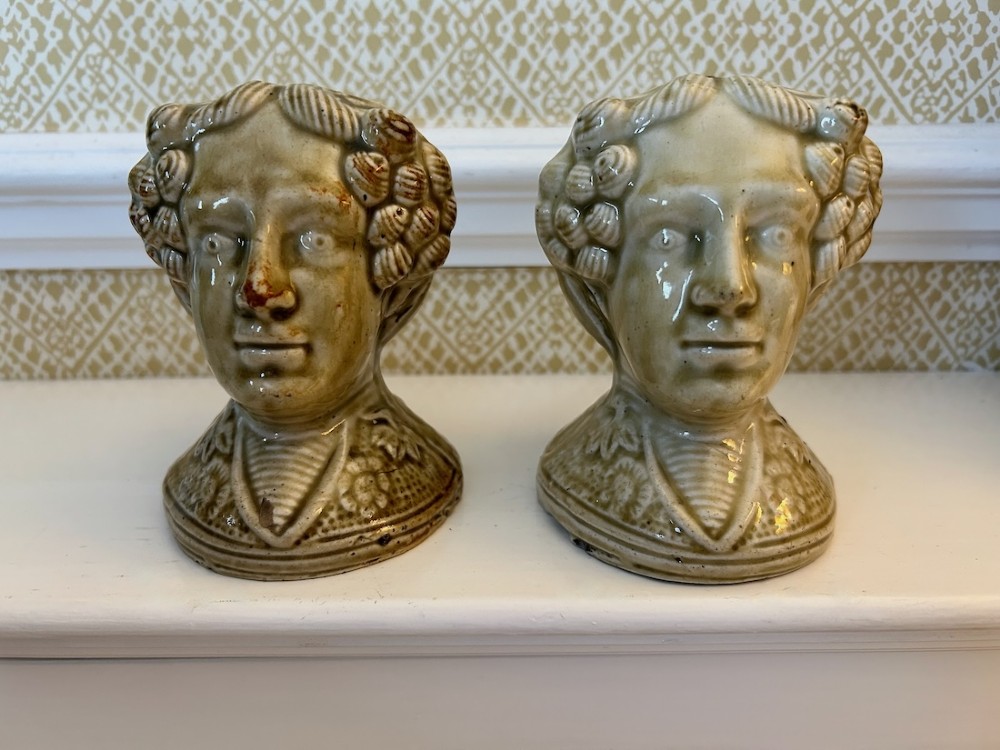 A Rare Georgian Pair of Pottery Sash Window Rests