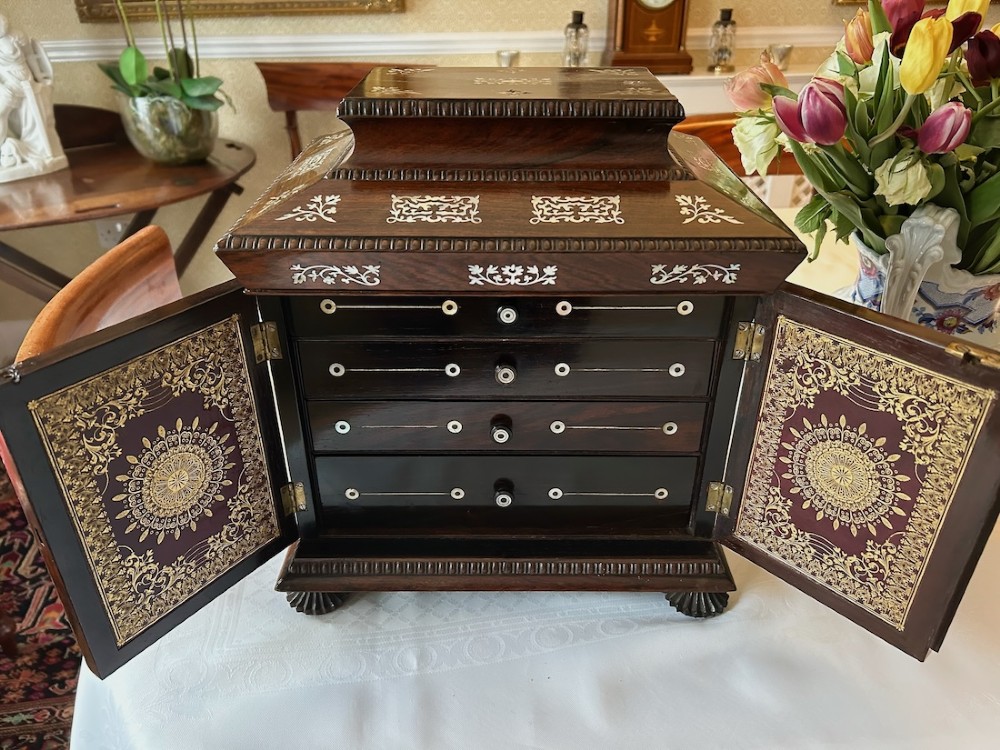 A Superb Early 19th Century Rosewood Inlaid Table Cabinet View V