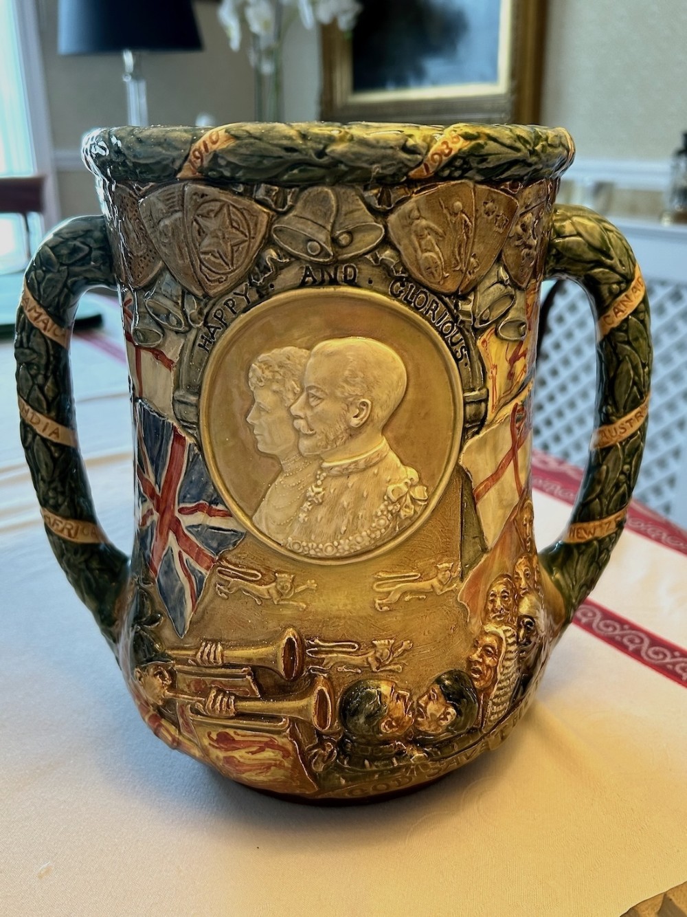 Royal Doulton King Geeorge V and Queen Mary Silver Jubilee Loving Cup Issued in 1935