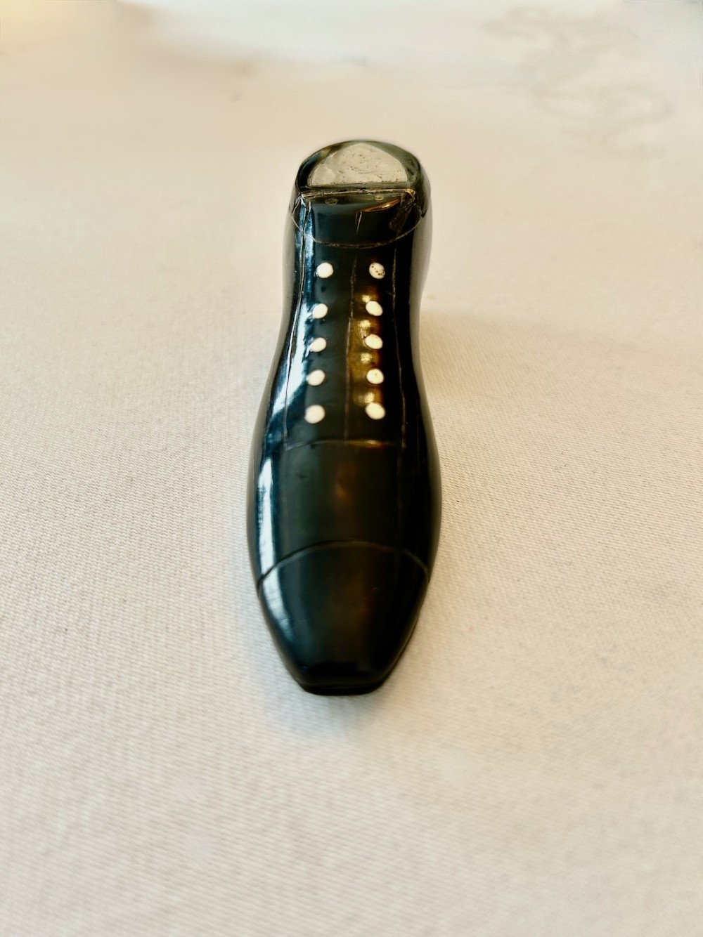 Georgian Lacquered Shoe Snuff Box c1830 View IV