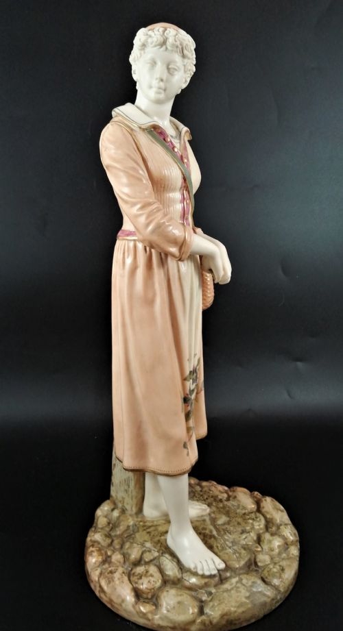 A Large Royal Worcester Figure of a French Fishergirl.rare.