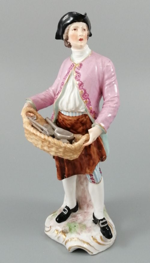 Antique Chelsea Porcelain Figurine, “A Spoon Seller”, C. 1758 - 1769