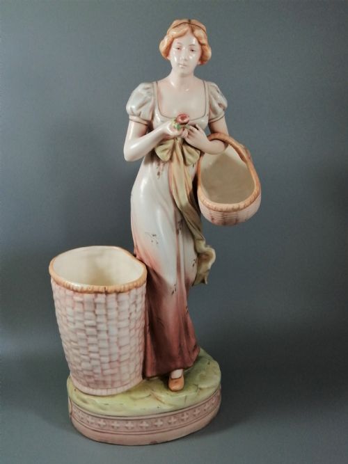 Antique Royal Dux Figurine "Woman with Baskets"