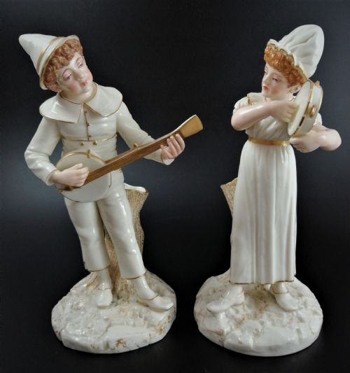 fig 1. Antique Royal Worcester figures,James Hadley,musicians,1885, very rare