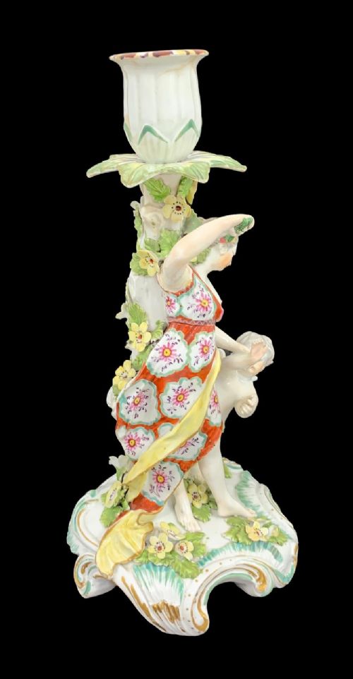 fig 1. Early Derby, Candlestick Depicting VENUS ,Patch period, William Duesbury ,1765