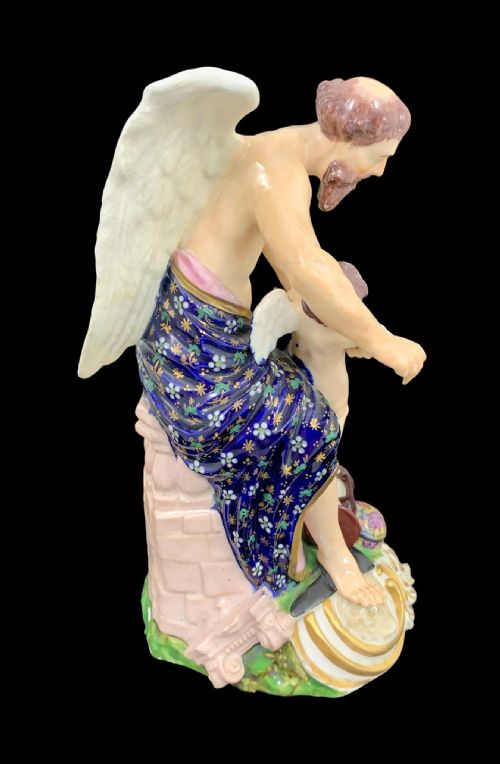 fig 1. Early Derby porcelain group depicting Father Time clipping the wings of Cupid