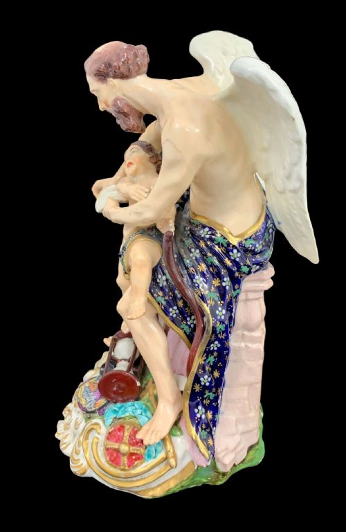 fig 2. Early Derby porcelain group depicting Father Time clipping the wings of Cupid