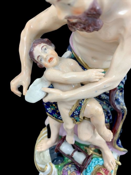 fig 4. Early Derby porcelain group depicting Father Time clipping the wings of Cupid