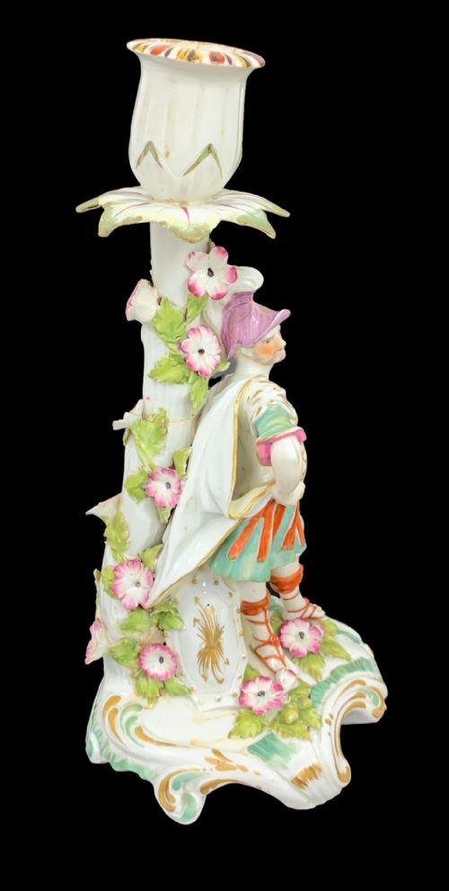 fig 3. Derby, Porcelain Candlestick Depicting Mars, Patch period, ,?.1765