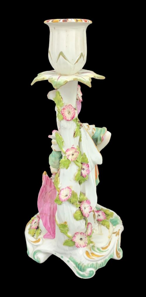 fig 4. Derby, Porcelain Candlestick Depicting Mars, Patch period, ,?.1765