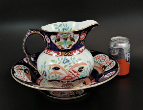 fig 1. Antique Masons Ironstone Pitcher & Basin,circa 1840