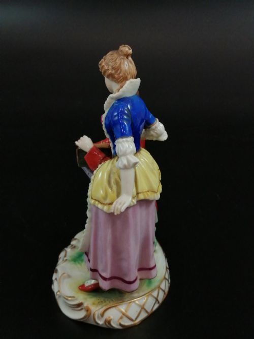 fig 2. 18th Century Antique Ludwigsburg Porcelain Figurine: Lady and Cavalier with an Album