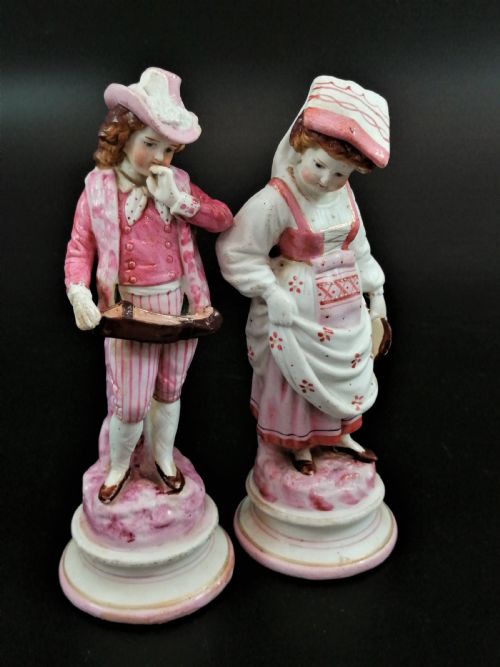 Antique Biscuit Figurines of Musicians, 18th Century.