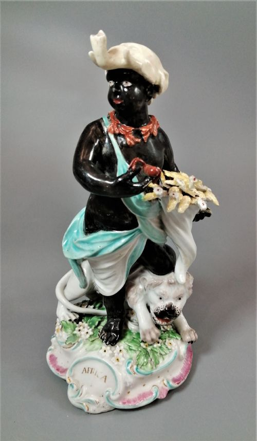 AN 18TH CENTURY PORCELAIN FIGURINE FROM DERBY SYMBOLISING AFRICA FROM A SET OF FOUR CONTINENTS - ADDITIONAL PHOTO 1