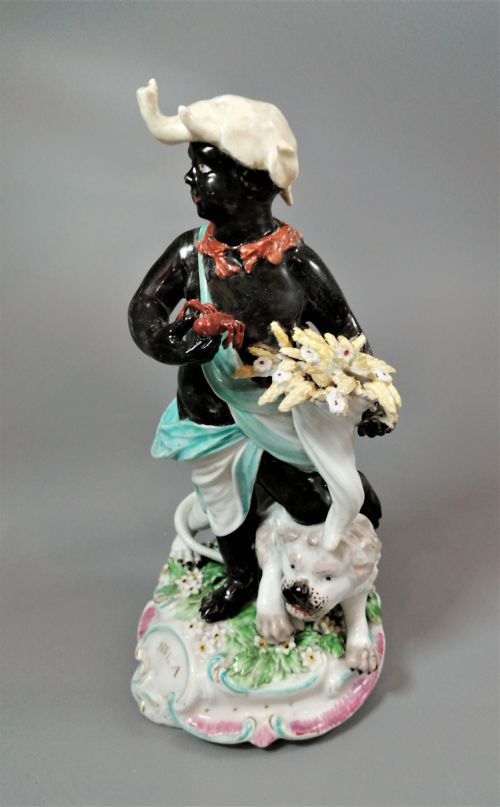 AN 18TH CENTURY PORCELAIN FIGURINE FROM DERBY SYMBOLISING AFRICA FROM A SET OF FOUR CONTINENTS - ADDITIONAL PHOTO 2