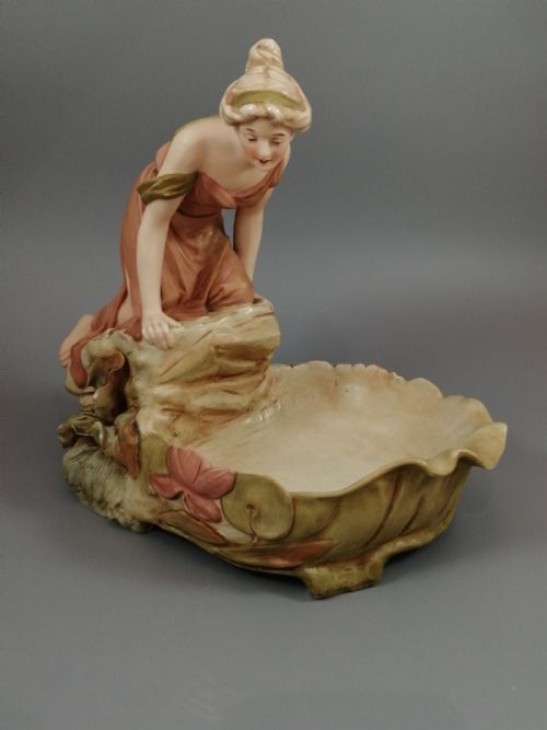 fig 1. Antique Royal Dux Porcelain Figural Bowl