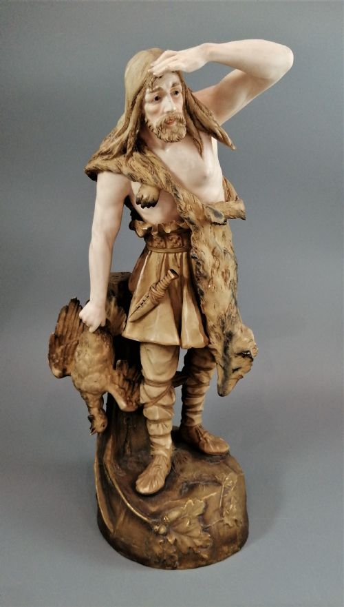 Ernst Wahliss Vienna Porcelain Sculpture “Hunter in Wolfskin”
