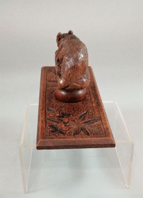 fig 1. 19th century Black Forest walnut desk blotter with a bear