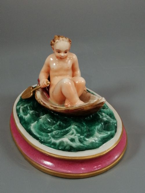 MAJOLICA FIGURE OF A NUDE GIRL IN A BOATC19 TH - ADDITIONAL PHOTO 1