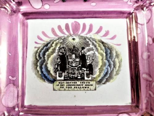 fig 1. Antique Sunderland plate “Manchester Unity of the Independent Order of Odd Fellows