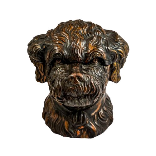 19th Century Bernard Bloch Austrian Figural Lidded Dog Head Tobacco Jar Humidor