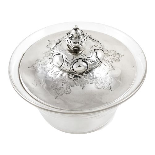 fig 2. Early Victorian Edward & John Barnard sterling silver large butter dish, Islamic design, coat of arms
