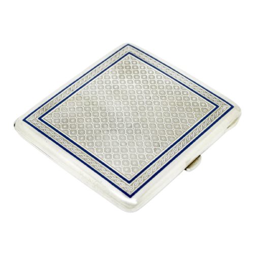 fig 1. German Art Deco Louis Kuppenheim gilt, silver and enamel engine-turned cigarette case