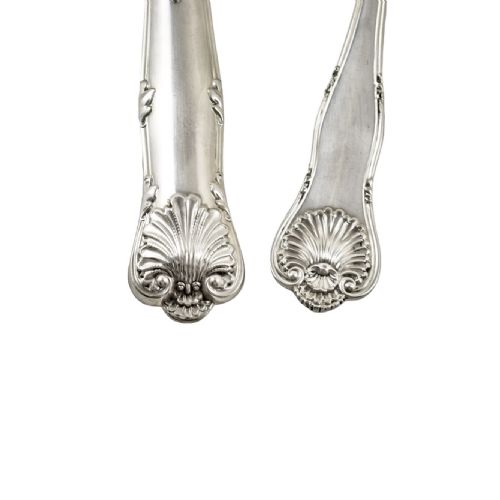 fig 1. Victorian Queens silver plate 16 piece 6 person fish cutlery set, 4 servers in oak canteen