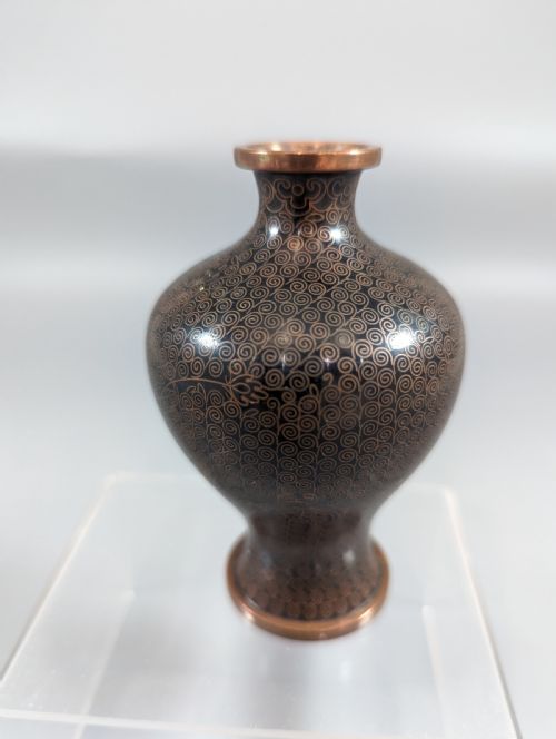 fig 1. Antique Chinese Black Cloisonne Vase 19th century